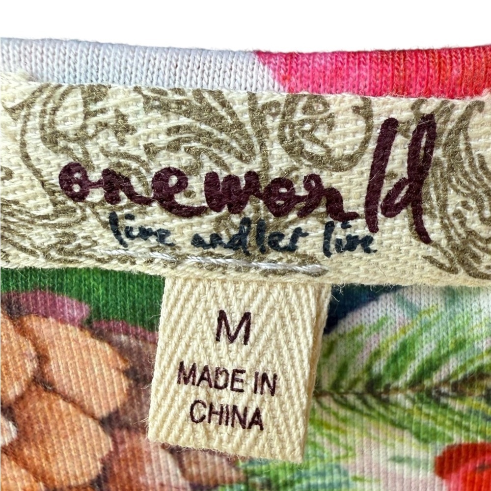 OneWorld Women's Floral Christmas/Cat Print V-Neck 3/4 Sleeve Top M - Picture 5 of 5
